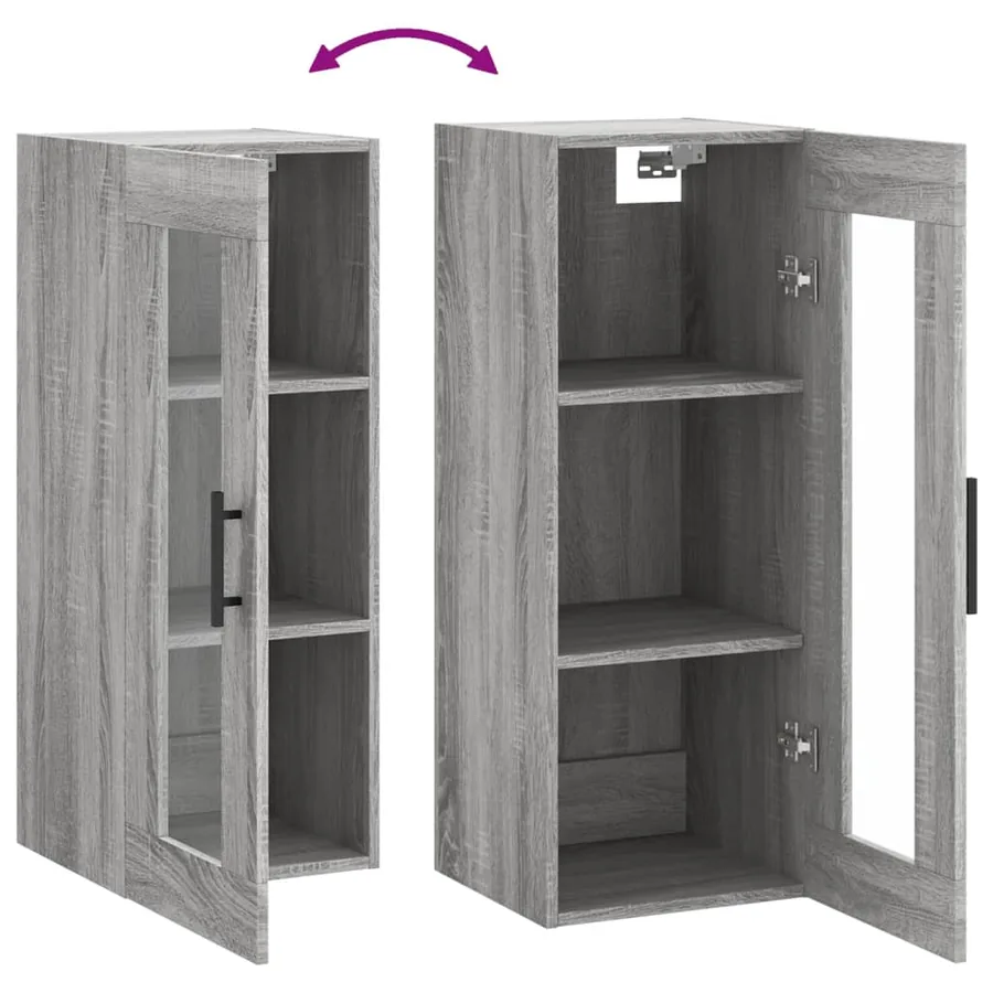 Armoire murale sonoma gris 34,5x34x90 cm - 10