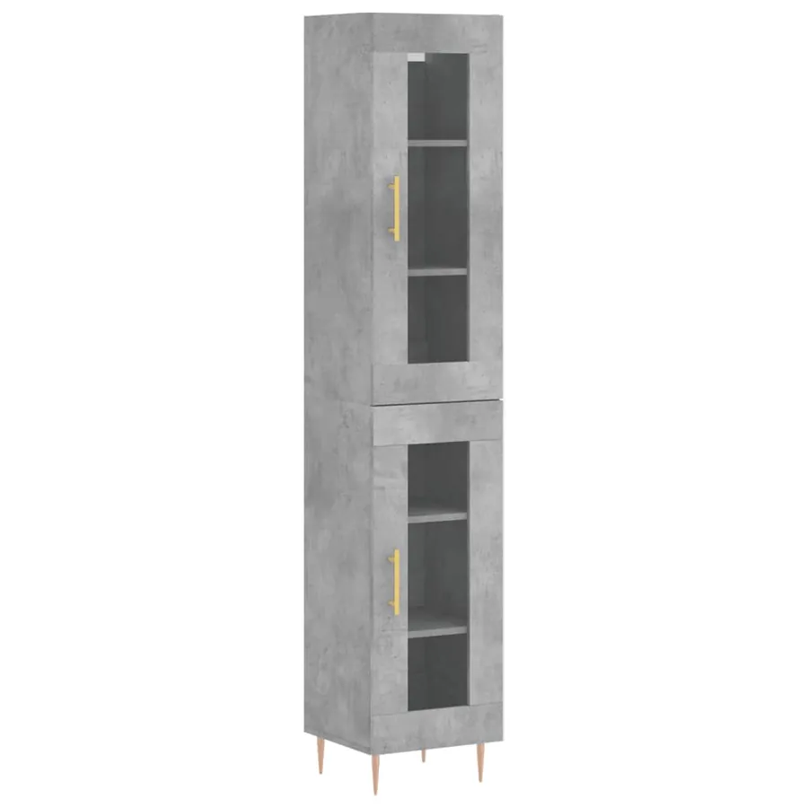 Buffet haut Gris béton 34,5x34x180 cm Bois d'ingénierie - 2