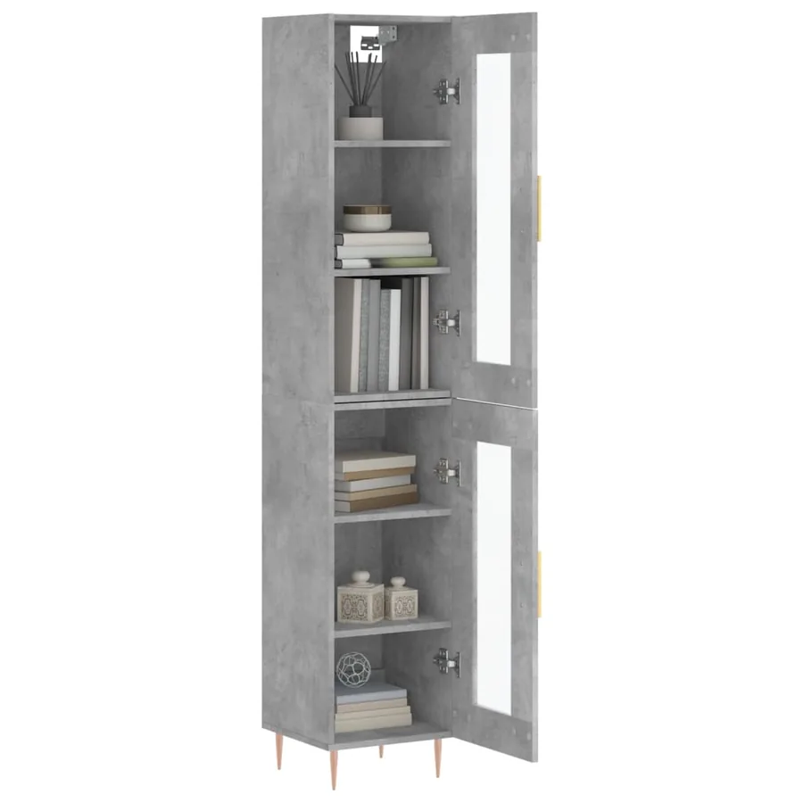 Buffet haut Gris béton 34,5x34x180 cm Bois d'ingénierie - 3