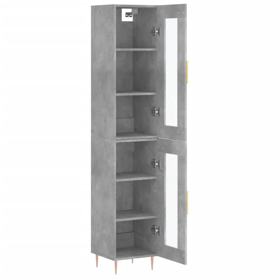 Buffet haut Gris béton 34,5x34x180 cm Bois d'ingénierie - 4