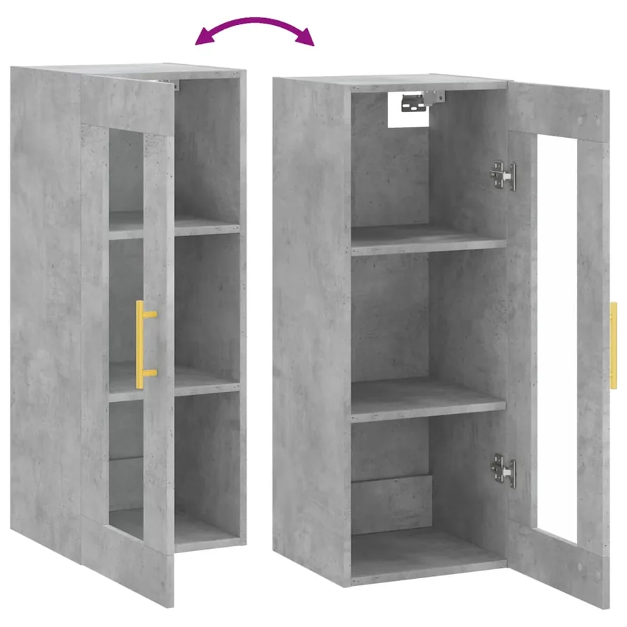 Armoire murale gris béton 34,5x34x90 cm - 10