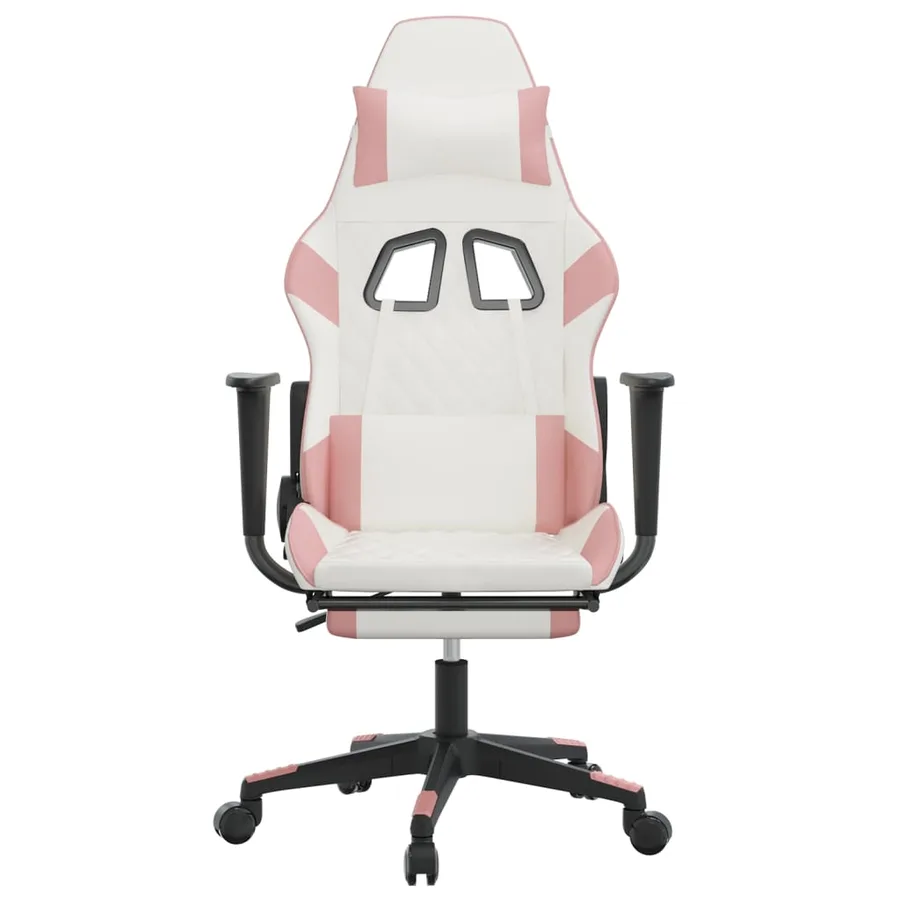 Chaise de jeu avec repose-pied Blanc et rose Similicuir - 3