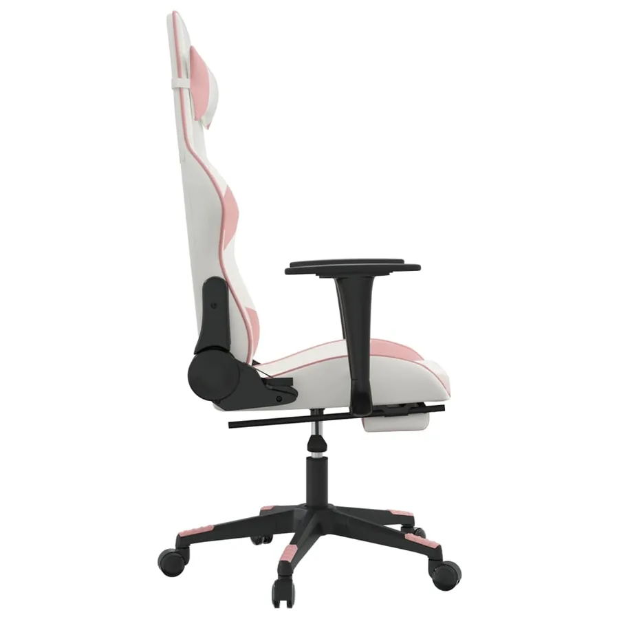 Chaise de jeu avec repose-pied Blanc et rose Similicuir - 4
