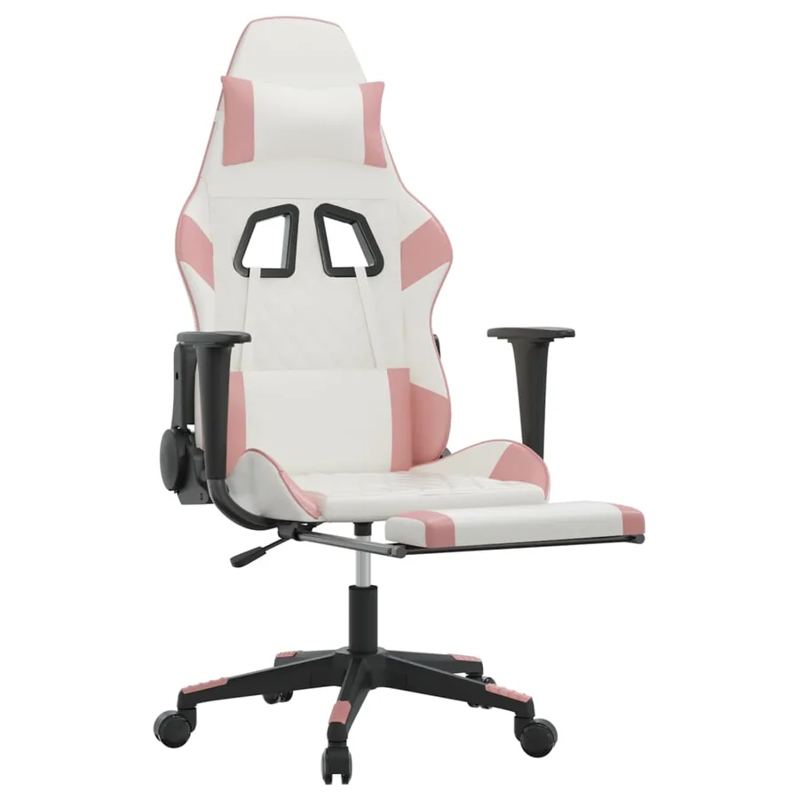 Chaise de jeu avec repose-pied Blanc et rose Similicuir - 6