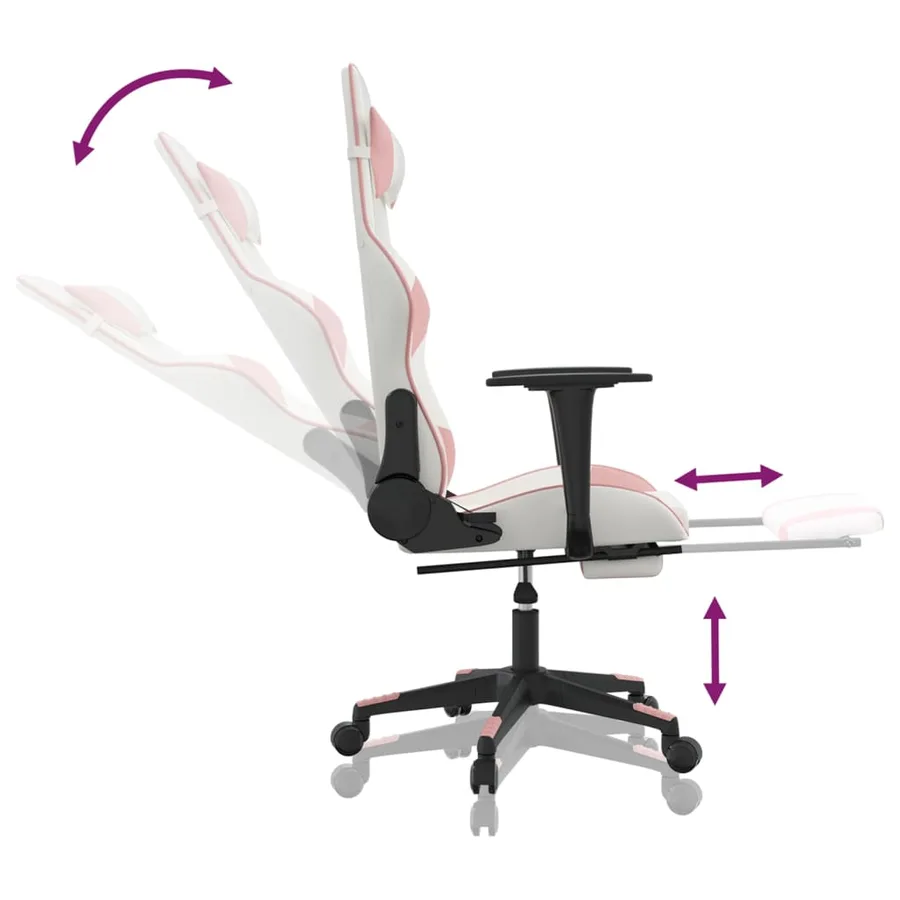Chaise de jeu avec repose-pied Blanc et rose Similicuir - 7