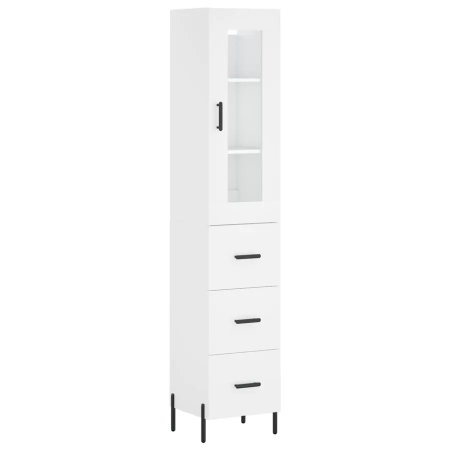 Buffet haut Blanc 34,5x34x180 cm Bois d'ingénierie - 2