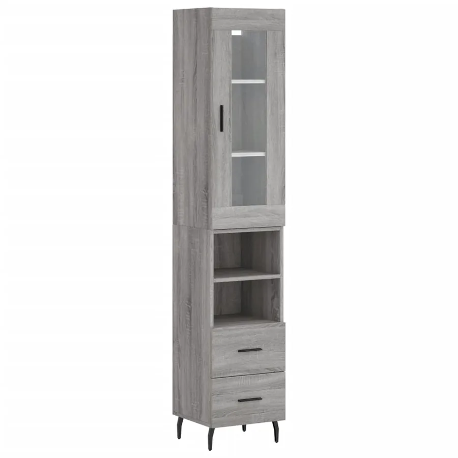 Buffet haut Sonoma gris 34,5x34x180 cm Bois d'ingénierie - 2