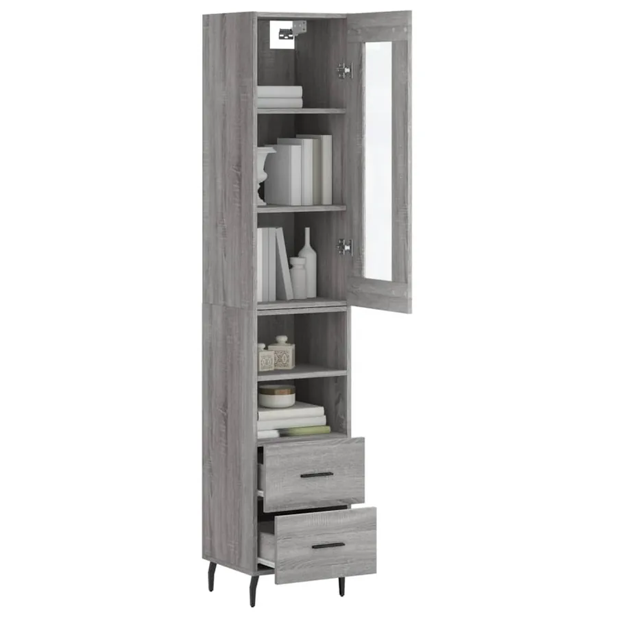 Buffet haut Sonoma gris 34,5x34x180 cm Bois d'ingénierie - 3
