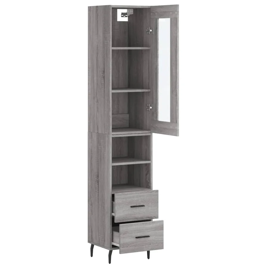 Buffet haut Sonoma gris 34,5x34x180 cm Bois d'ingénierie - 4