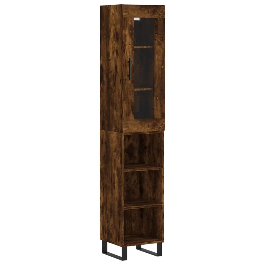 Buffet haut Chêne fumé 34,5x34x180 cm Bois d'ingénierie - 2