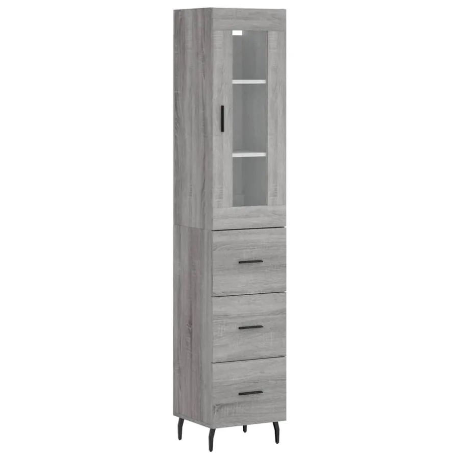 Buffet haut Sonoma gris 34,5x34x180 cm Bois d'ingénierie - 2