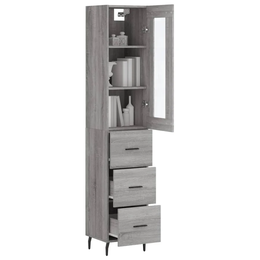 Buffet haut Sonoma gris 34,5x34x180 cm Bois d'ingénierie - 3