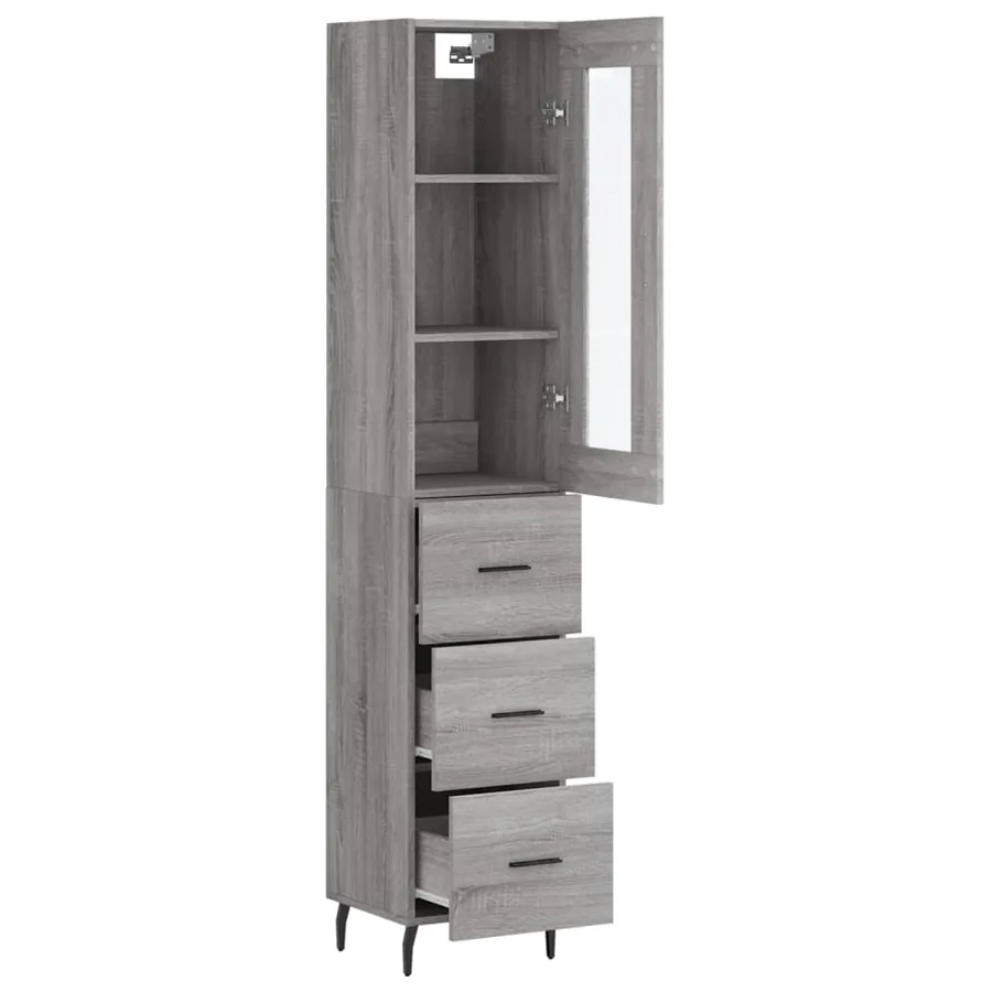 Buffet haut Sonoma gris 34,5x34x180 cm Bois d'ingénierie - 4