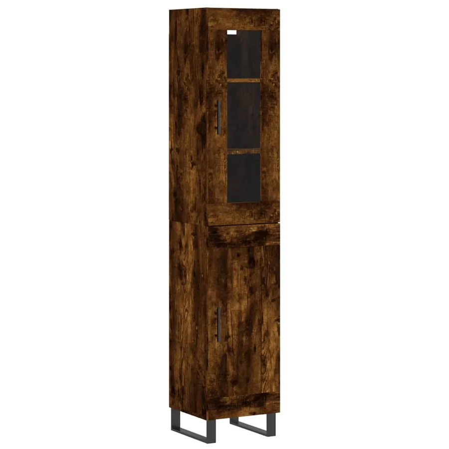 Buffet haut Chêne fumé 34,5x34x180 cm Bois d'ingénierie - 2