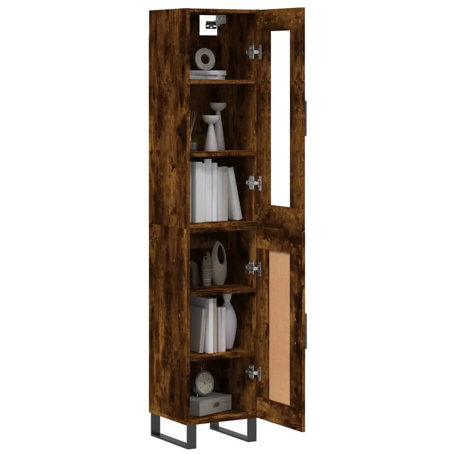 Buffet haut Chêne fumé 34,5x34x180 cm Bois d'ingénierie - 3