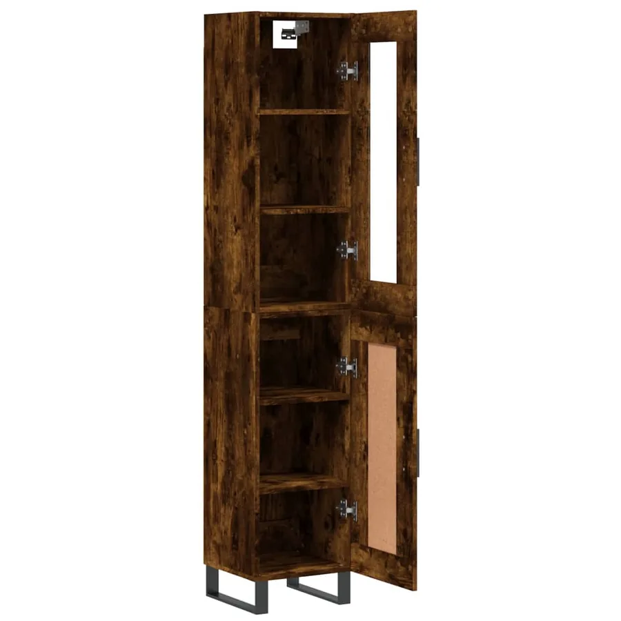 Buffet haut Chêne fumé 34,5x34x180 cm Bois d'ingénierie - 4
