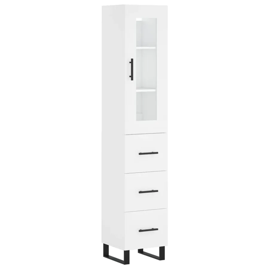 Buffet haut Blanc 34,5x34x180 cm Bois d'ingénierie - 2