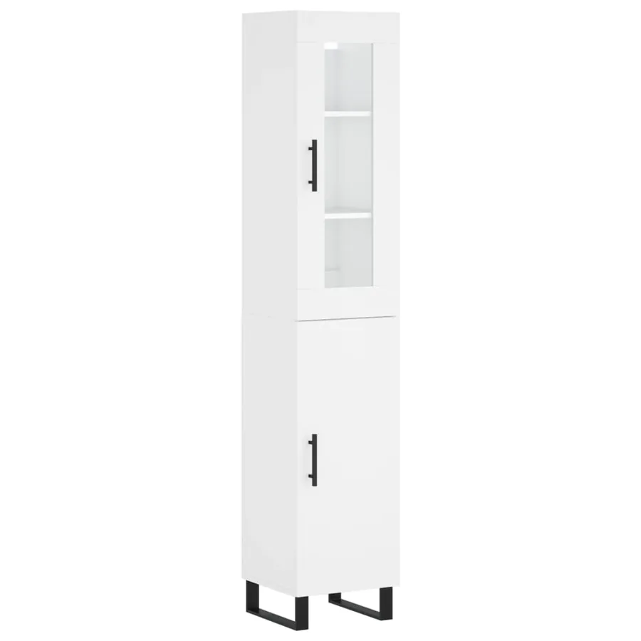 Buffet haut Blanc 34,5x34x180 cm Bois d'ingénierie - 2