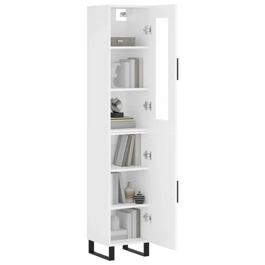 Buffet haut Blanc 34,5x34x180 cm Bois d'ingénierie - 3