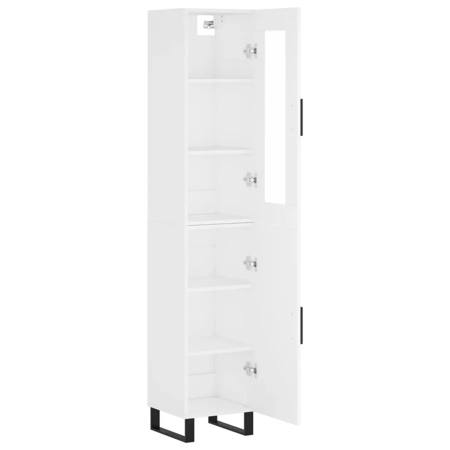 Buffet haut Blanc 34,5x34x180 cm Bois d'ingénierie - 4