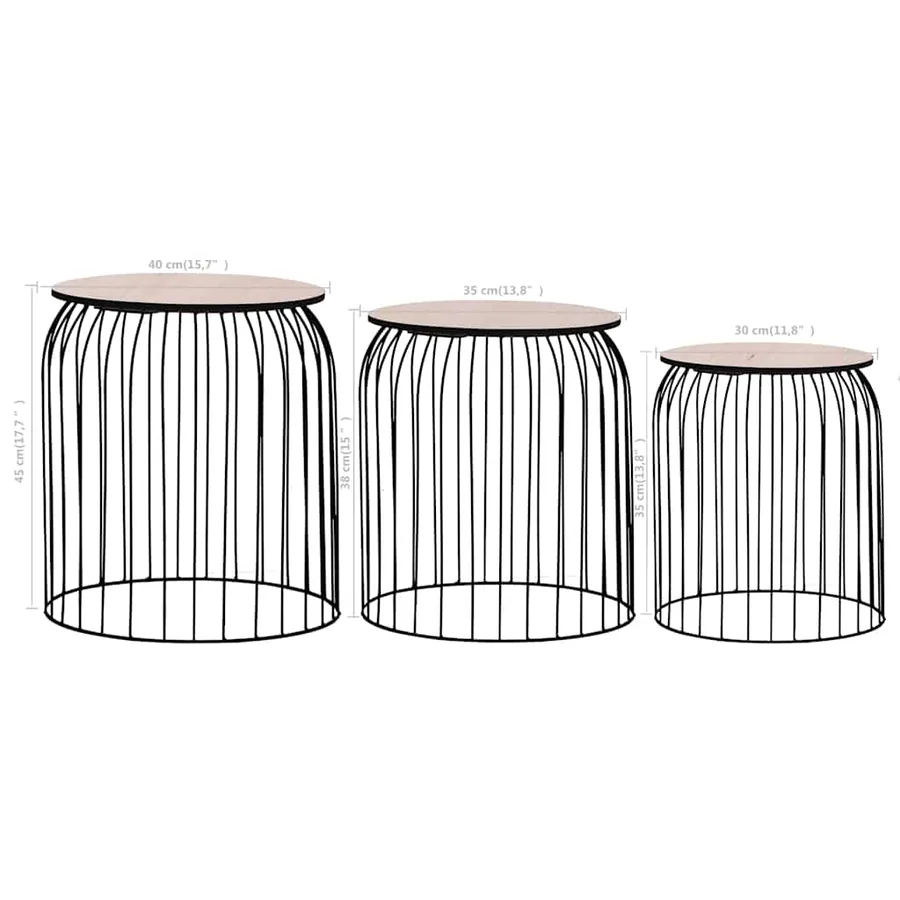 Tables basses 3 pcs Noir - 11