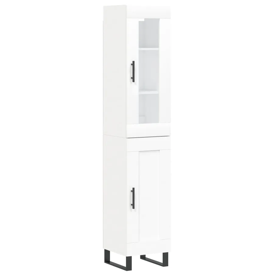 Buffet haut Blanc 34,5x34x180 cm Bois d'ingénierie - 2