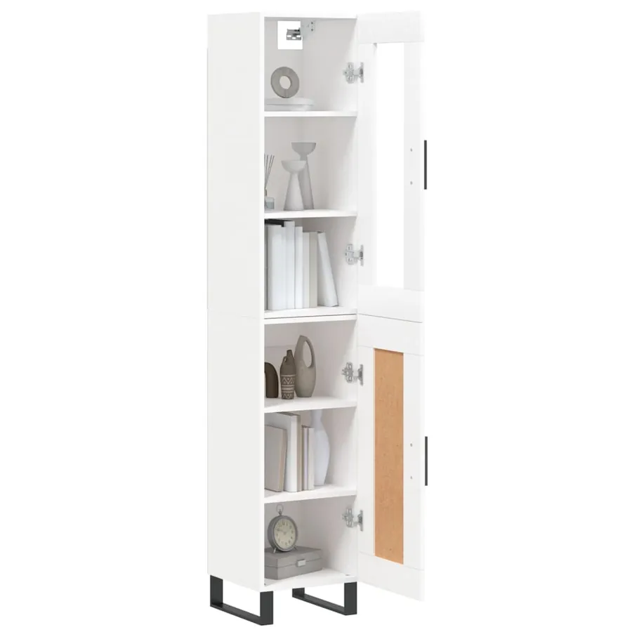 Buffet haut Blanc 34,5x34x180 cm Bois d'ingénierie - 3