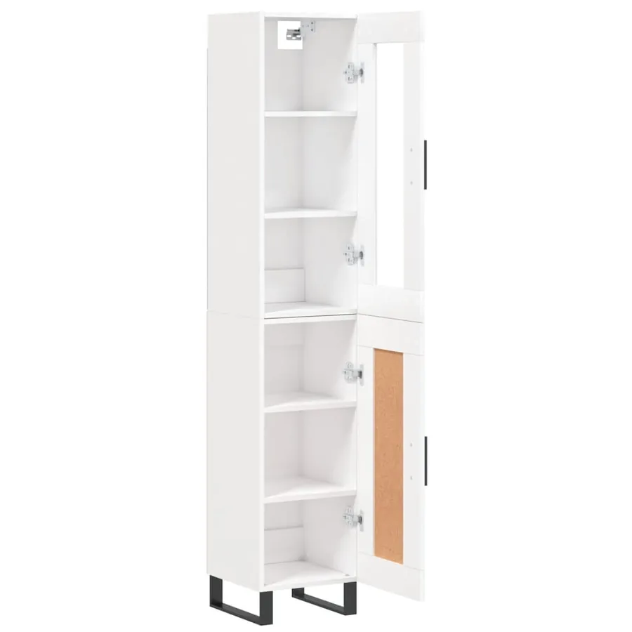 Buffet haut Blanc 34,5x34x180 cm Bois d'ingénierie - 4