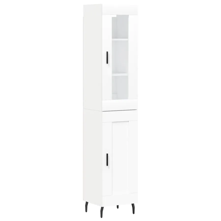 Buffet haut Blanc 34,5x34x180 cm Bois d'ingénierie - 2