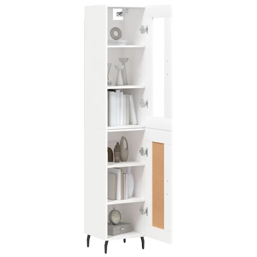 Buffet haut Blanc 34,5x34x180 cm Bois d'ingénierie - 3