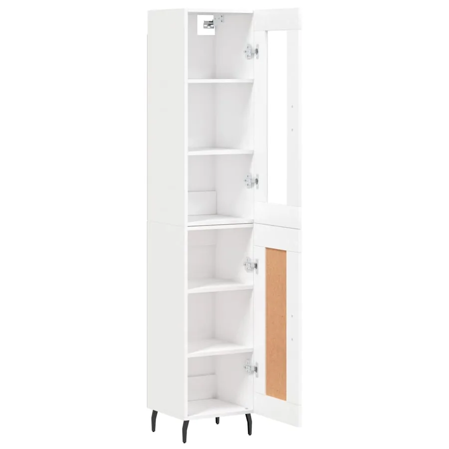 Buffet haut Blanc 34,5x34x180 cm Bois d'ingénierie - 4