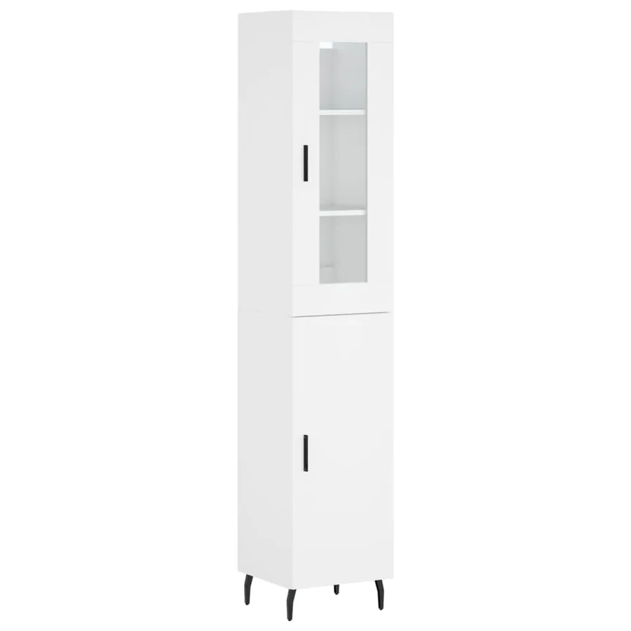 Buffet haut Blanc 34,5x34x180 cm Bois d'ingénierie - 2