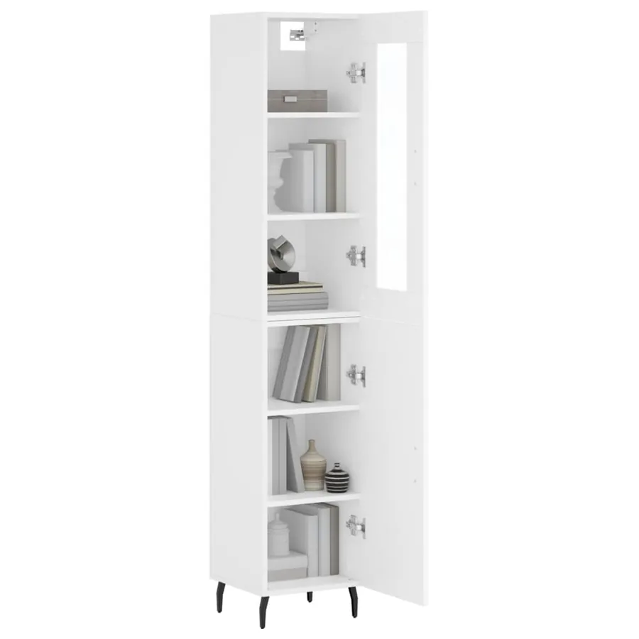 Buffet haut Blanc 34,5x34x180 cm Bois d'ingénierie - 3