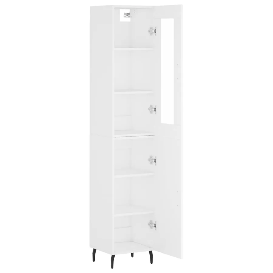 Buffet haut Blanc 34,5x34x180 cm Bois d'ingénierie - 4