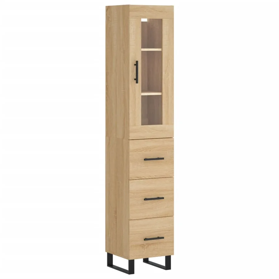 Buffet haut Chêne sonoma 34,5x34x180 cm Bois d'ingénierie - 2