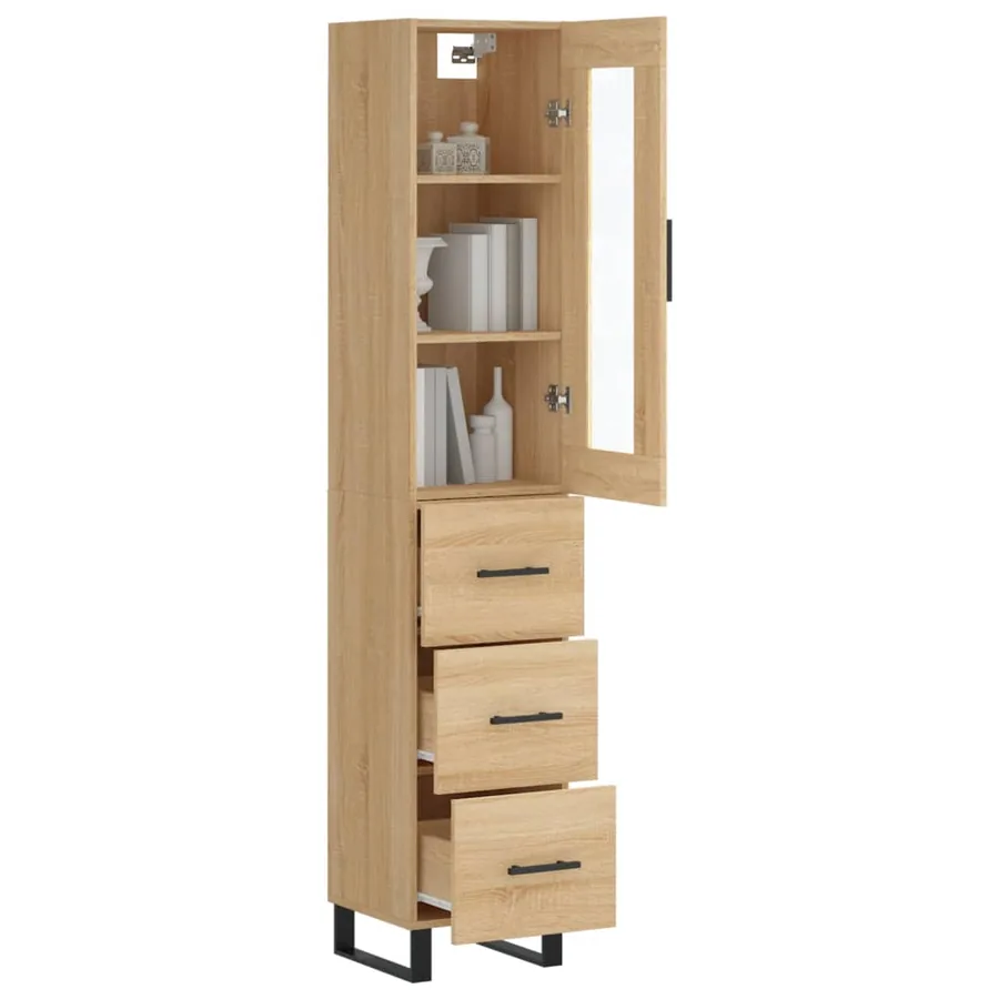Buffet haut Chêne sonoma 34,5x34x180 cm Bois d'ingénierie - 3