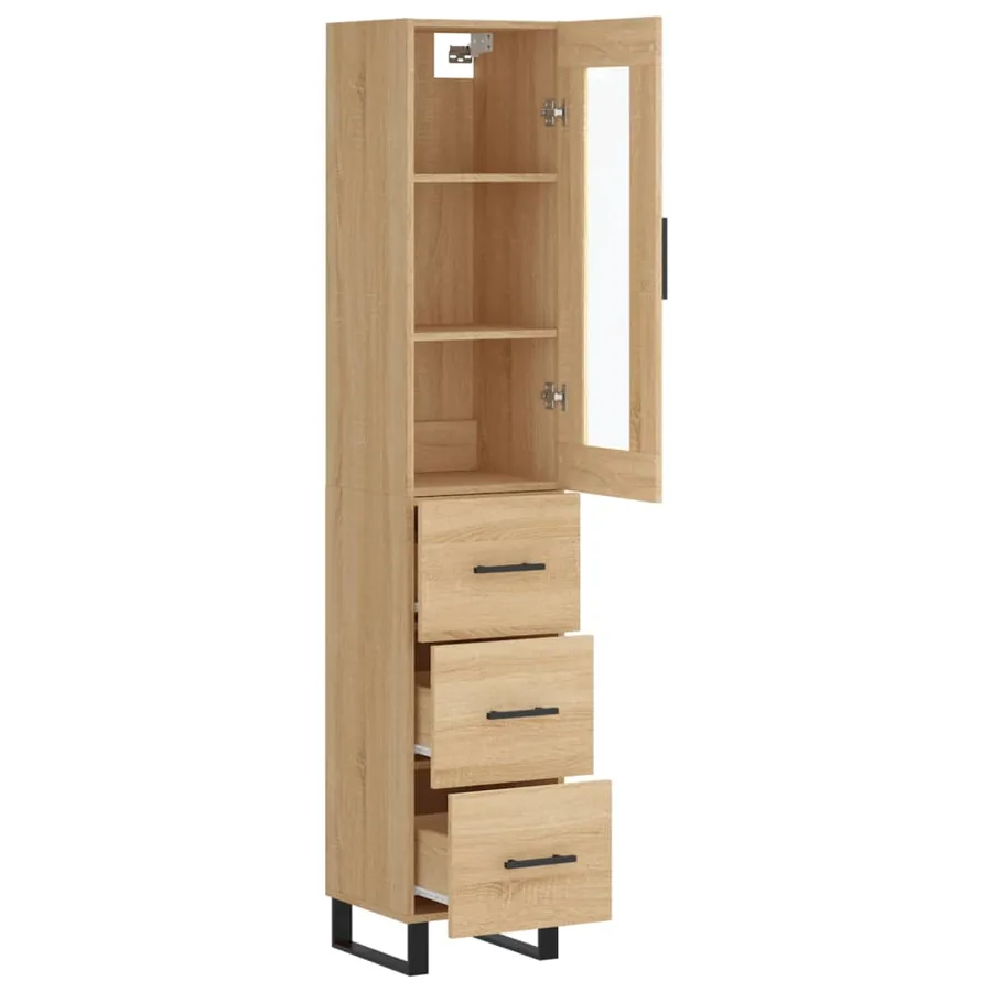 Buffet haut Chêne sonoma 34,5x34x180 cm Bois d'ingénierie - 4