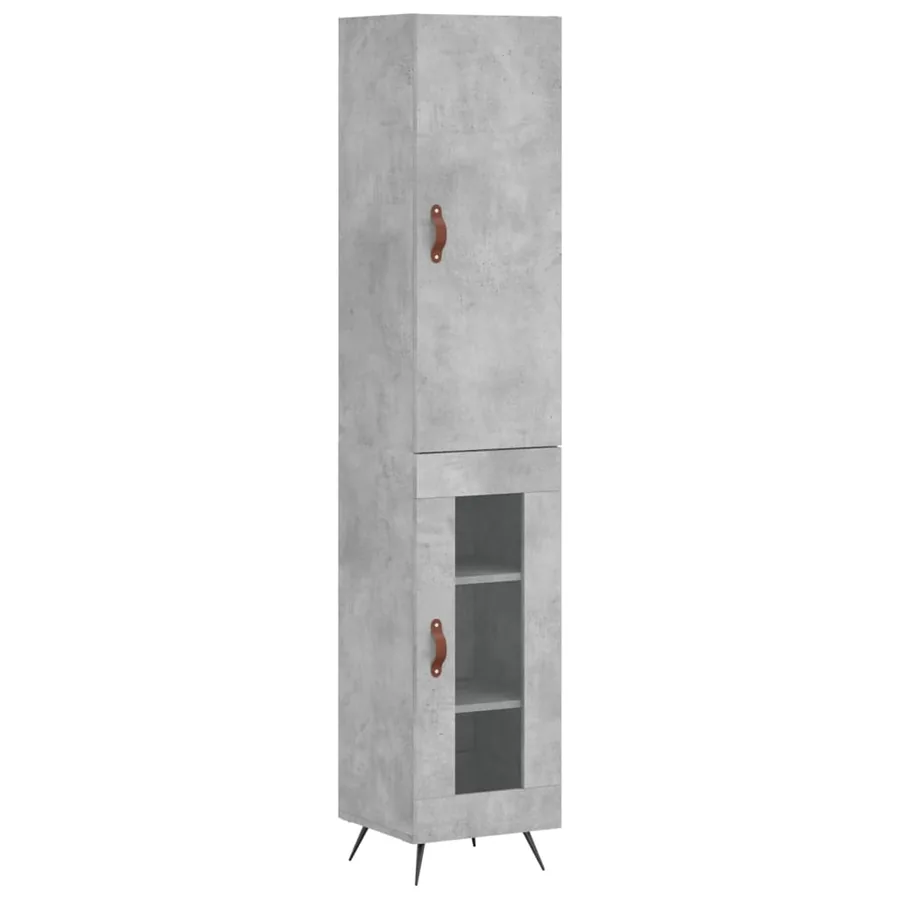 Buffet haut Gris béton 34,5x34x180 cm Bois d'ingénierie - 2