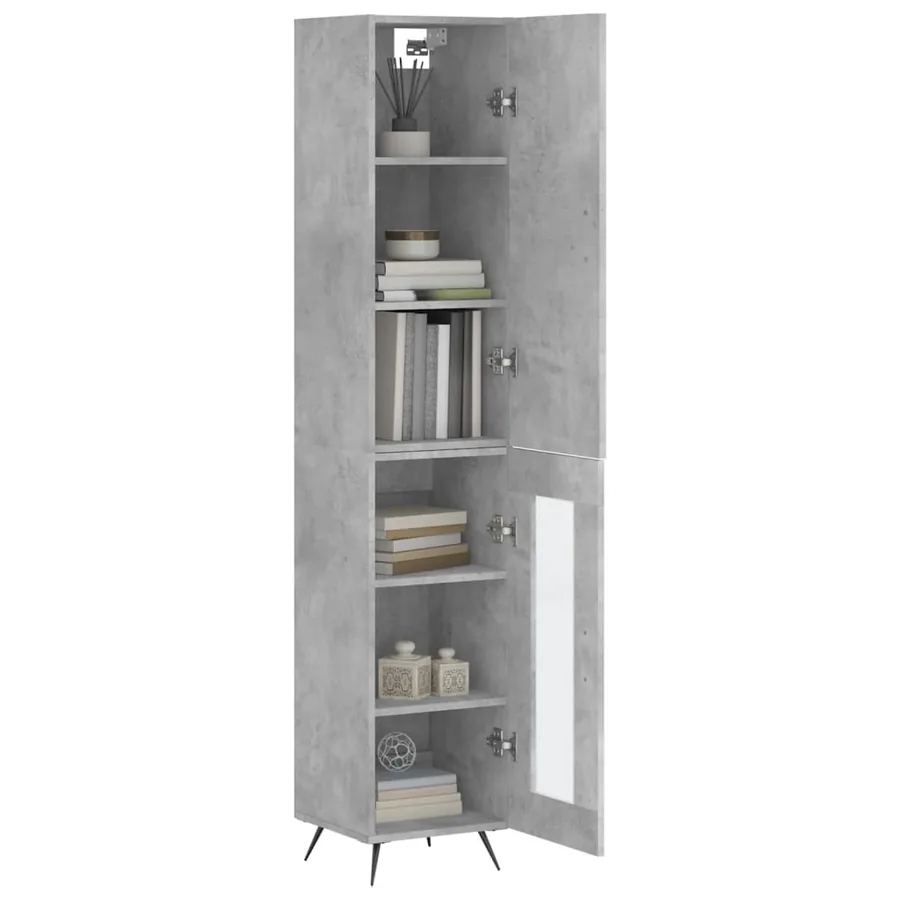 Buffet haut Gris béton 34,5x34x180 cm Bois d'ingénierie - 3