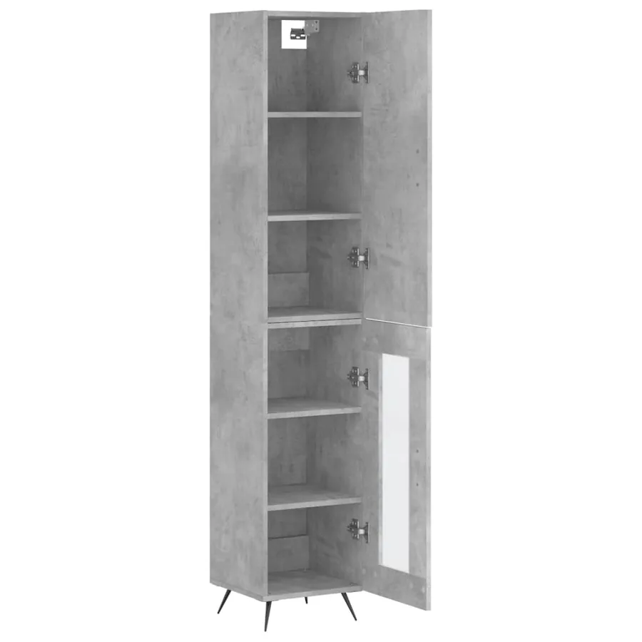 Buffet haut Gris béton 34,5x34x180 cm Bois d'ingénierie - 4