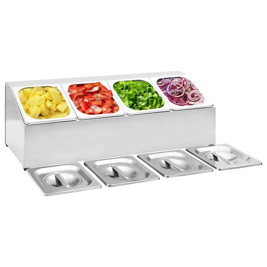 Récipient Gastronorm avec 4 bacs GN 1/6 Acier inoxydable