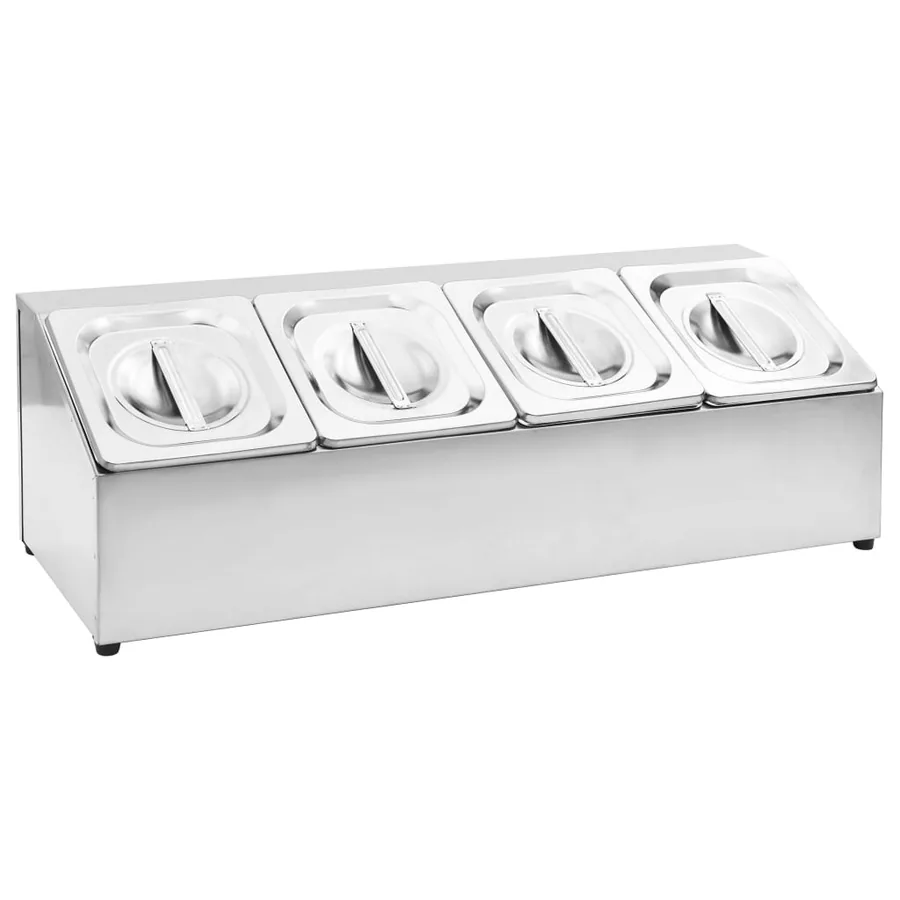 Récipient Gastronorm avec 4 bacs GN 1/6 Acier inoxydable - 2