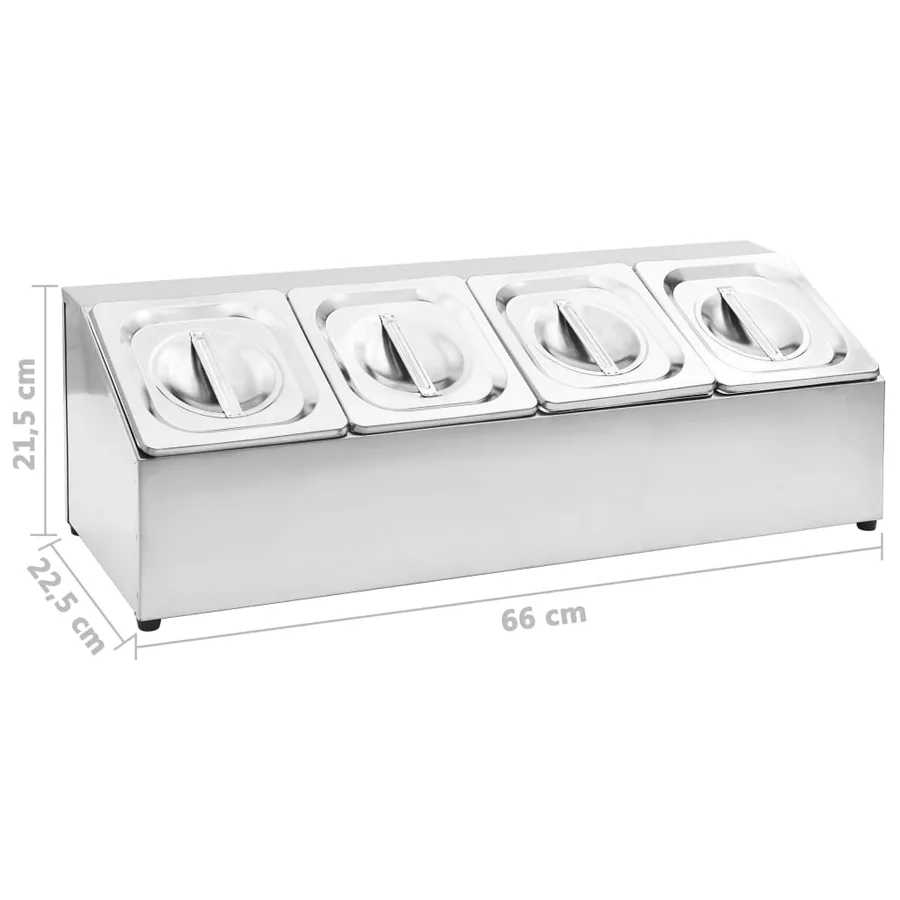 Récipient Gastronorm avec 4 bacs GN 1/6 Acier inoxydable - 9