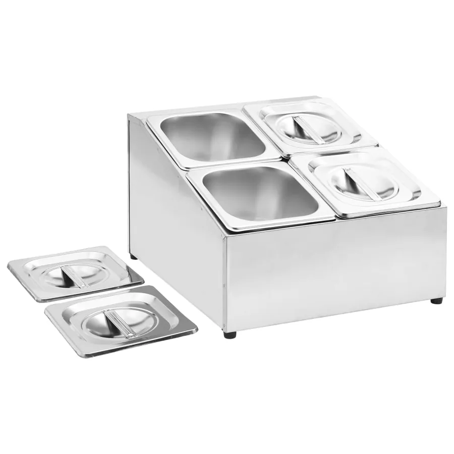 Récipient Gastronorm avec 4 bacs GN 1/6 Acier inoxydable - 6