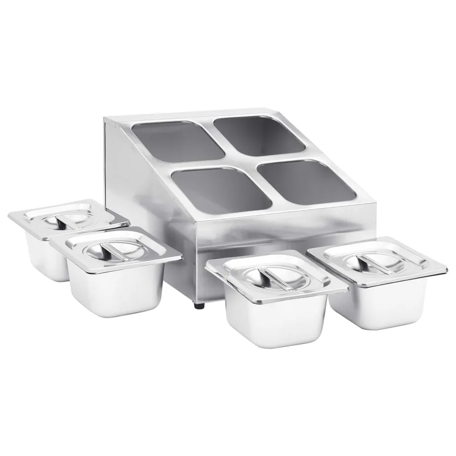 Récipient Gastronorm avec 4 bacs GN 1/6 Acier inoxydable - 7