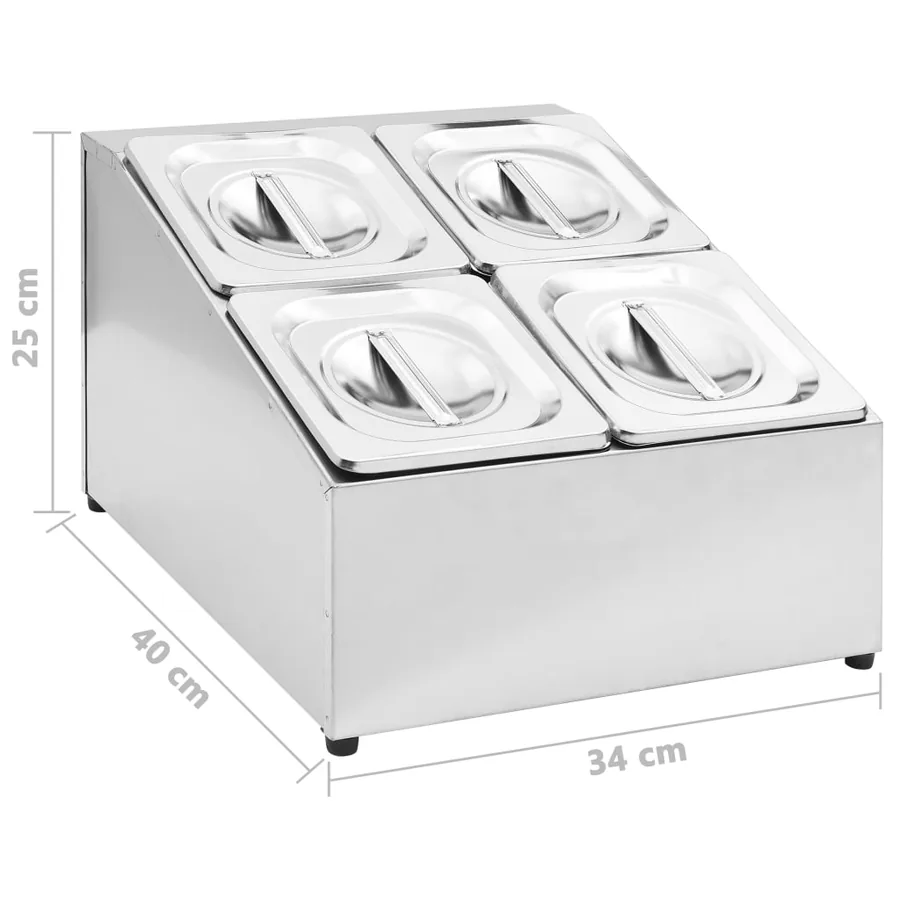 Récipient Gastronorm avec 4 bacs GN 1/6 Acier inoxydable - 9