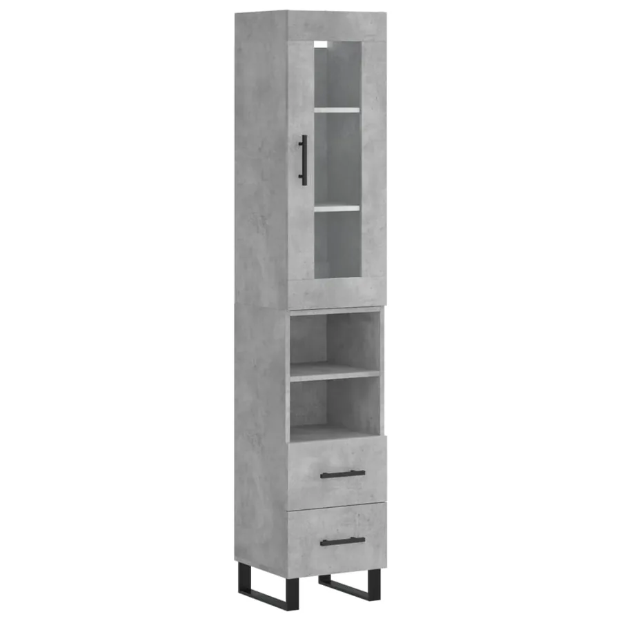 Buffet haut Gris béton 34,5x34x180 cm Bois d'ingénierie - 2