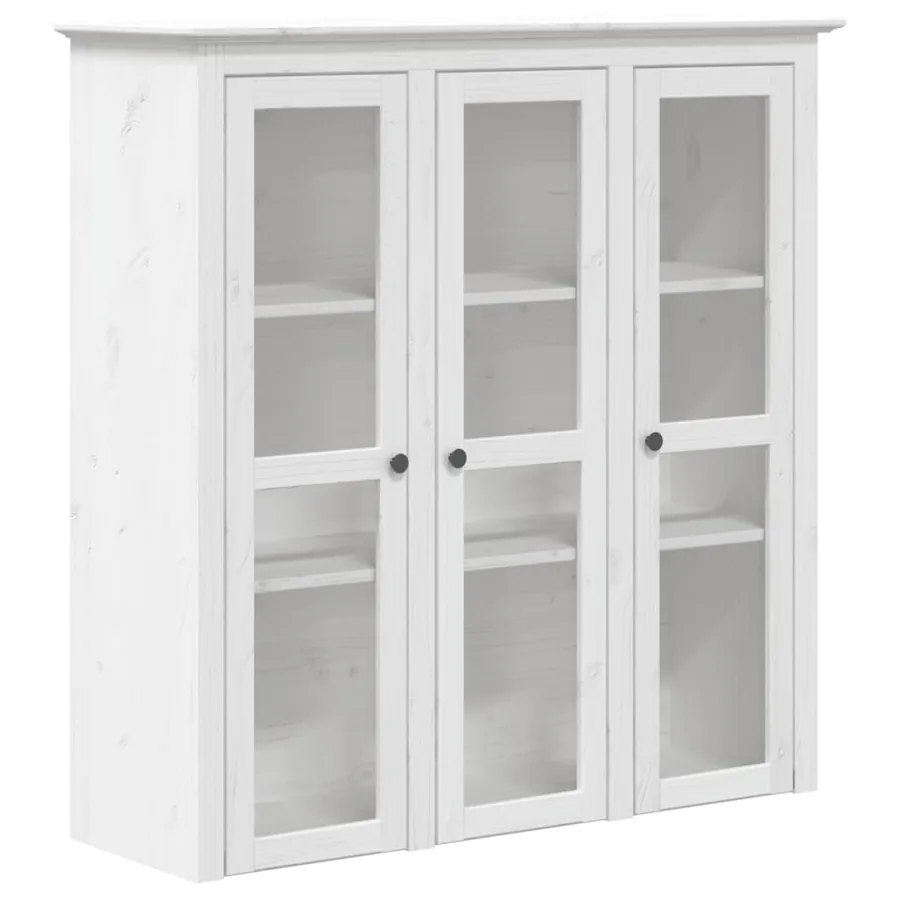 Armoire avec portes vitrées BODO blanc bois de pin massif - 2
