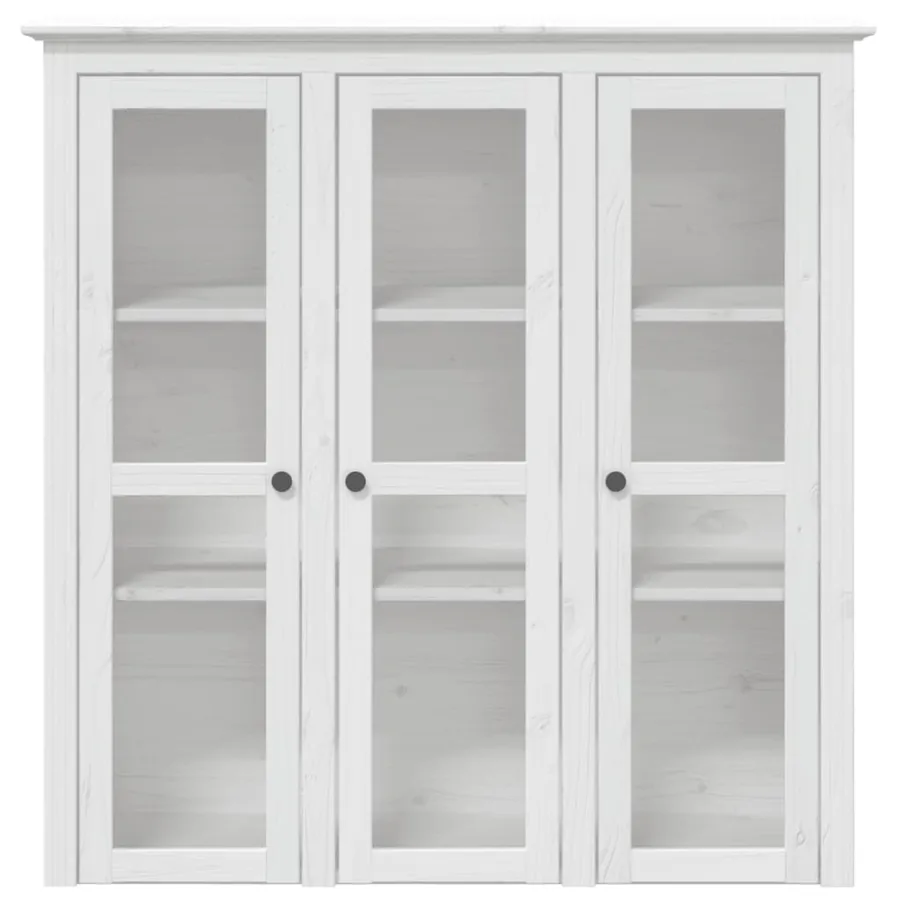 Armoire avec portes vitrées BODO blanc bois de pin massif - 3