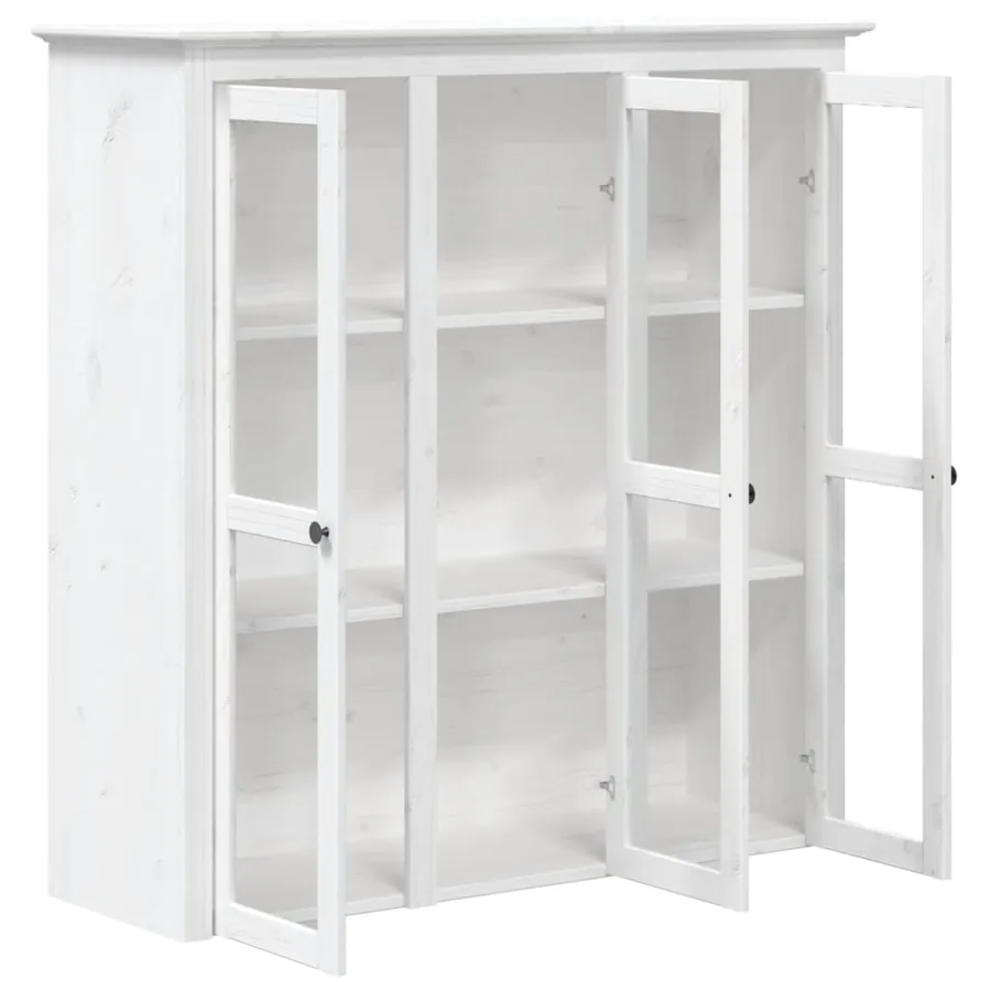 Armoire avec portes vitrées BODO blanc bois de pin massif - 4